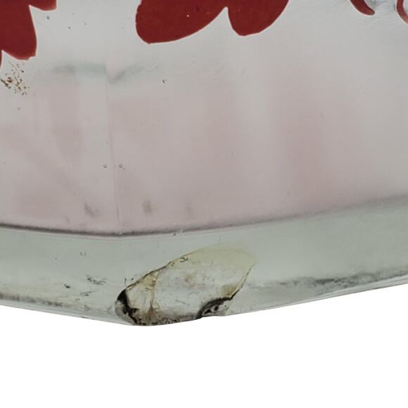 Antique Glass Panel Apothecary Jar Ruby Red Flash Grape Vine Leaf Clear Dome Lid - Picture 7 of 14